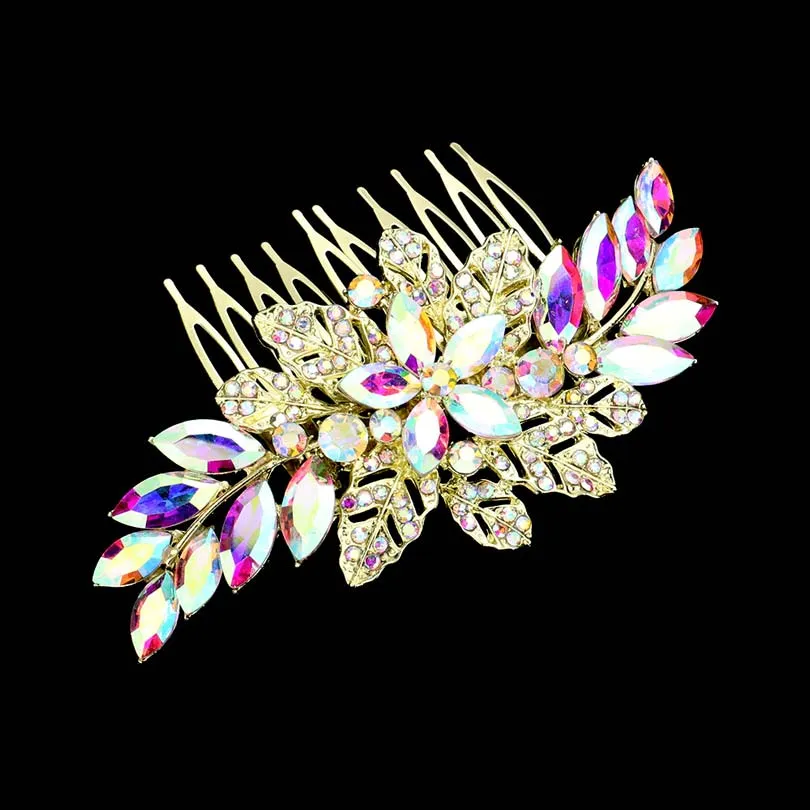 Marquise Flower Stone Embellished Hair Comb