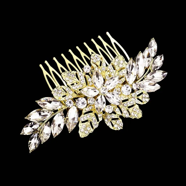 Marquise Flower Stone Embellished Hair Comb