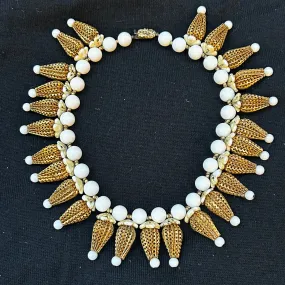 Marvella Vintage Filigree & White Ceramic Choker Necklace