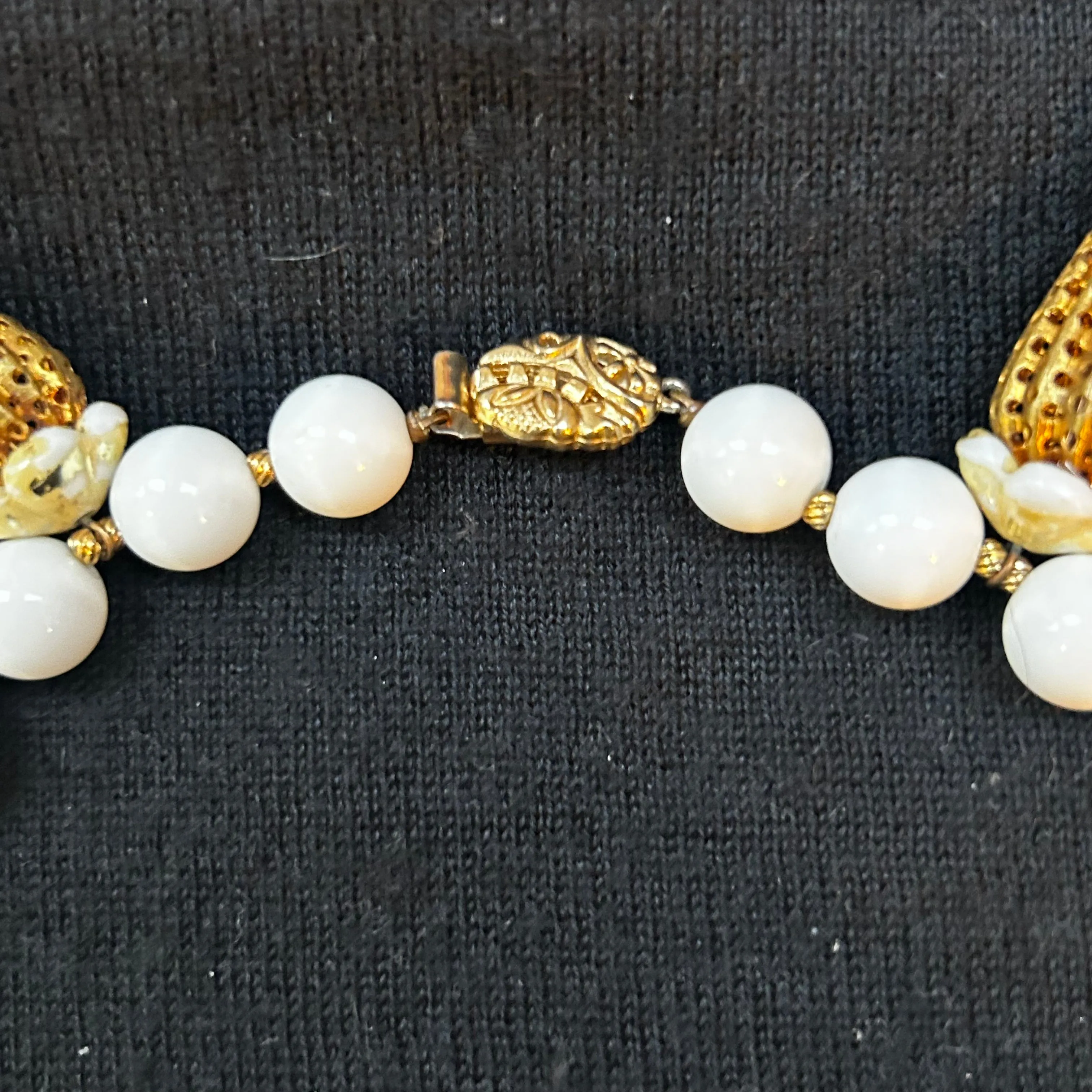 Marvella Vintage Filigree & White Ceramic Choker Necklace