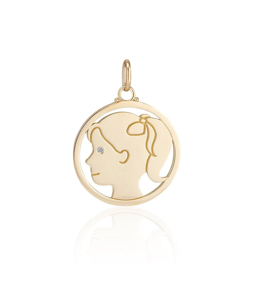 Medium Girl with Ponytail Pendant, Diamond