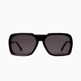 Memoir | Sunglasses - Gloss Black w. Silver Metal Trim / Black Lens