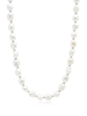 Men's Baroque Pearl Choker with Silver