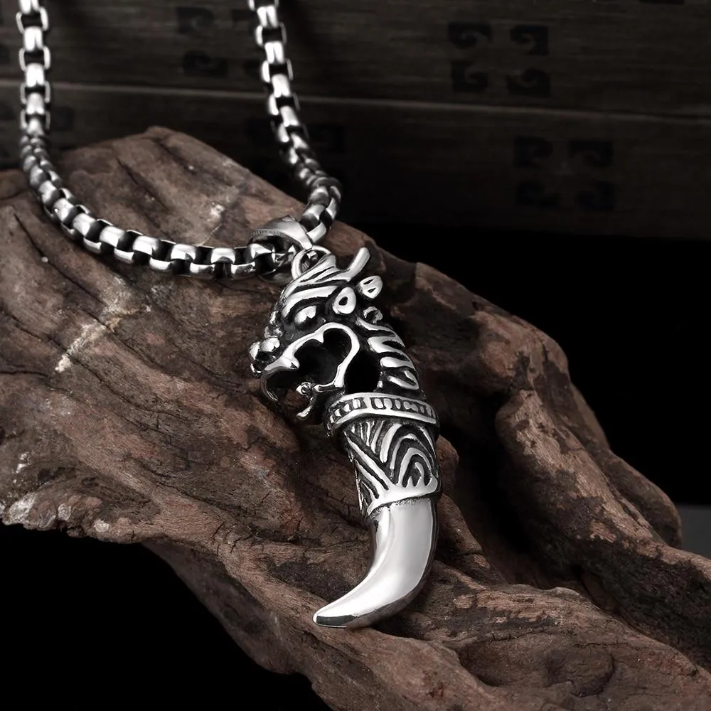 Men’s Stainless Steel Dragon Pendant Necklace