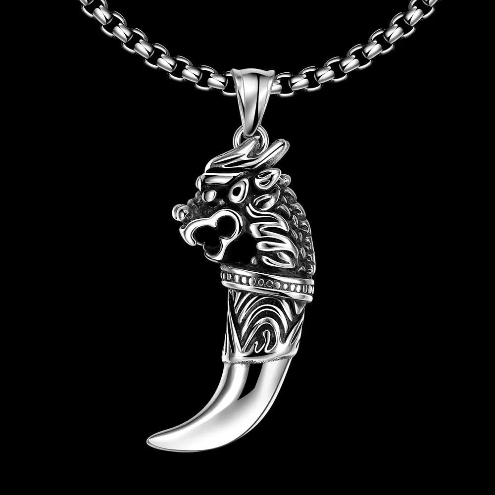 Men’s Stainless Steel Dragon Pendant Necklace