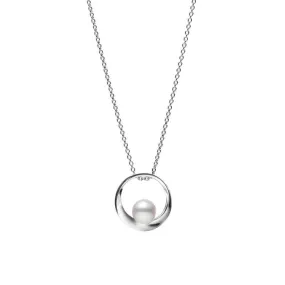 Mikimoto Akoya Cultured Pearl Circle Pendant in 18K White Gold