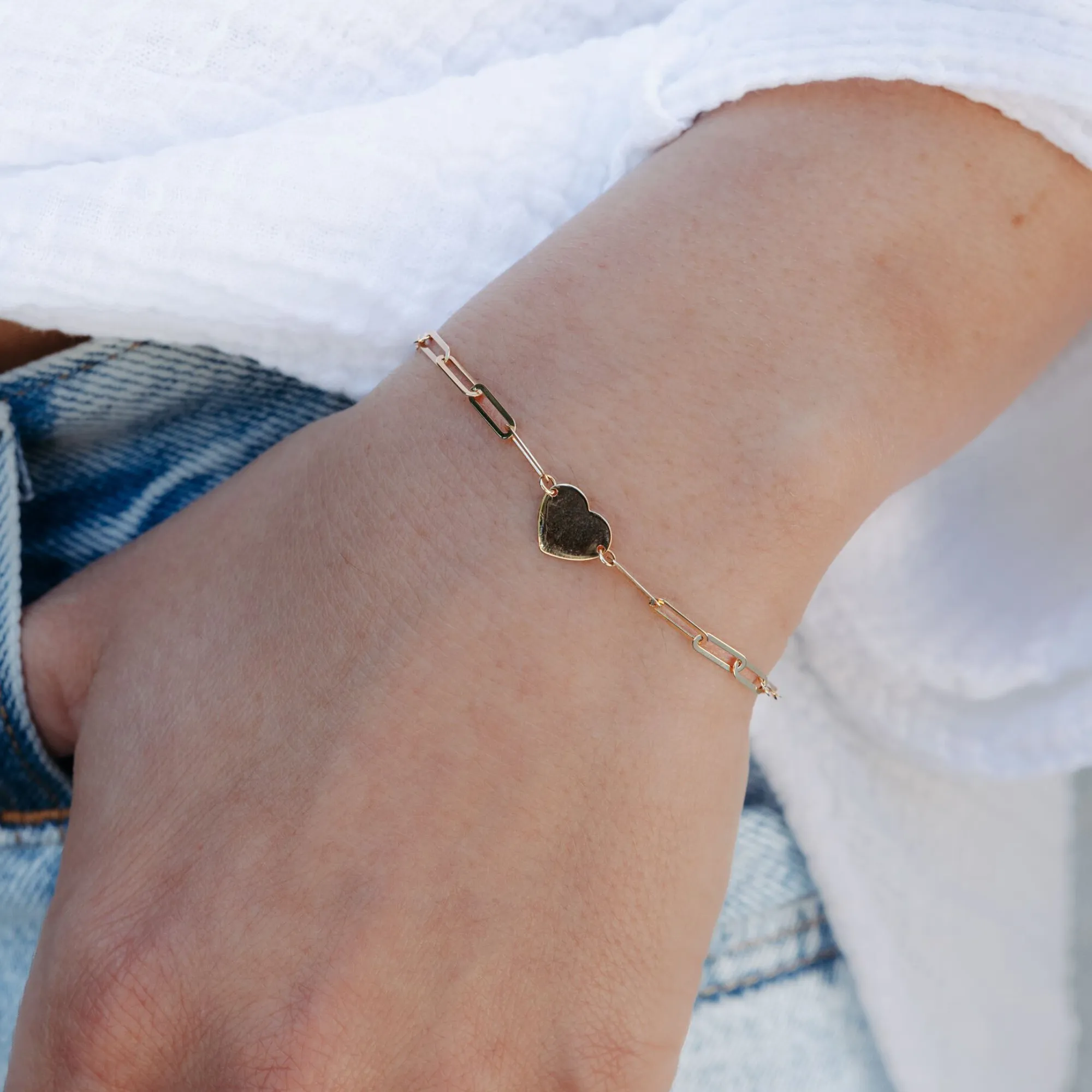 Mini Heart Paperclip Link Bracelet