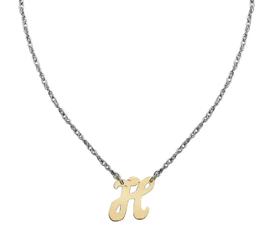 Mixed Metal Script Initial Necklace