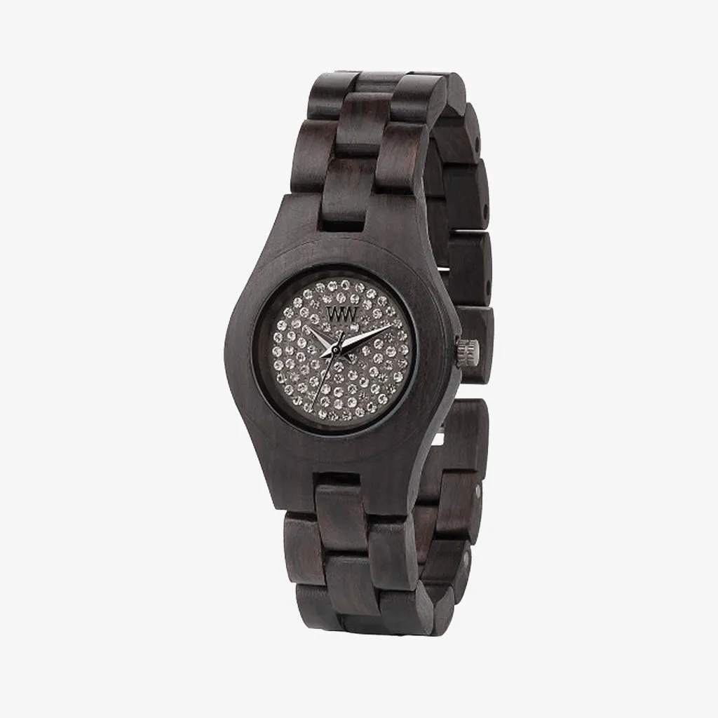 Moon Crystal Wood Watch - Black