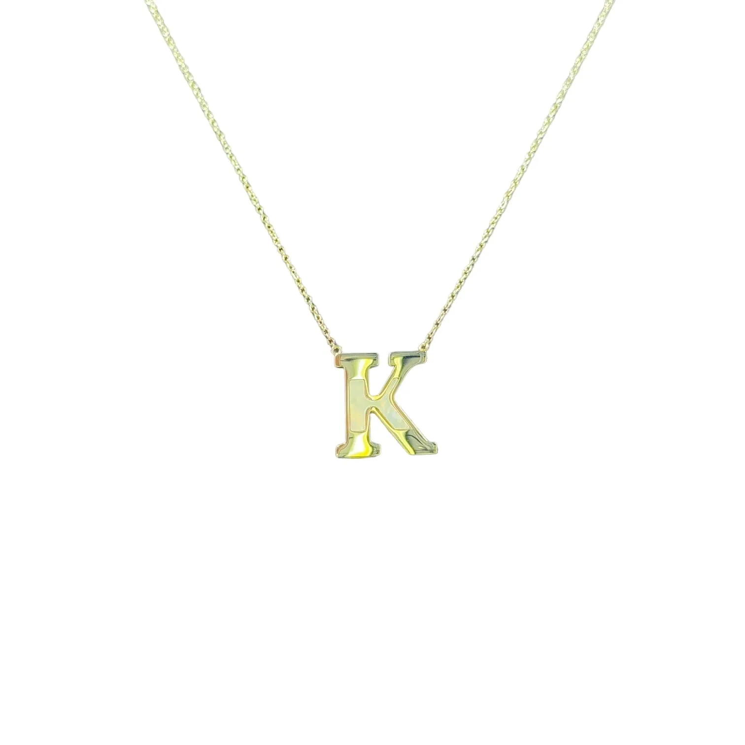 Mother of Pearl 18k Gold Initial Necklace