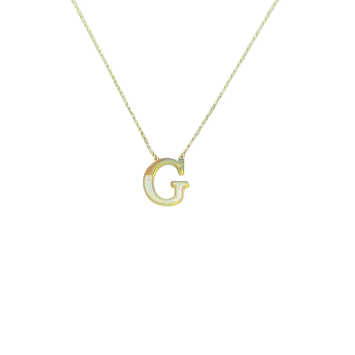 Mother of Pearl 18k Gold Initial Necklace