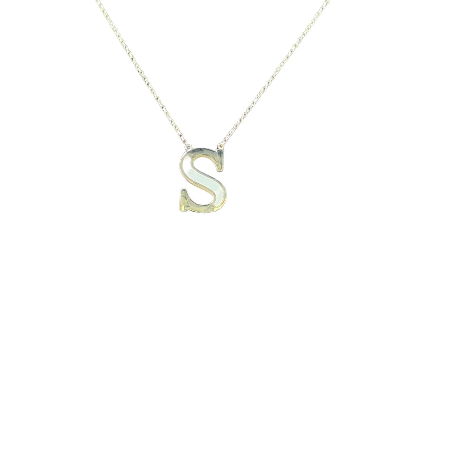 Mother of Pearl 18k Gold Initial Necklace