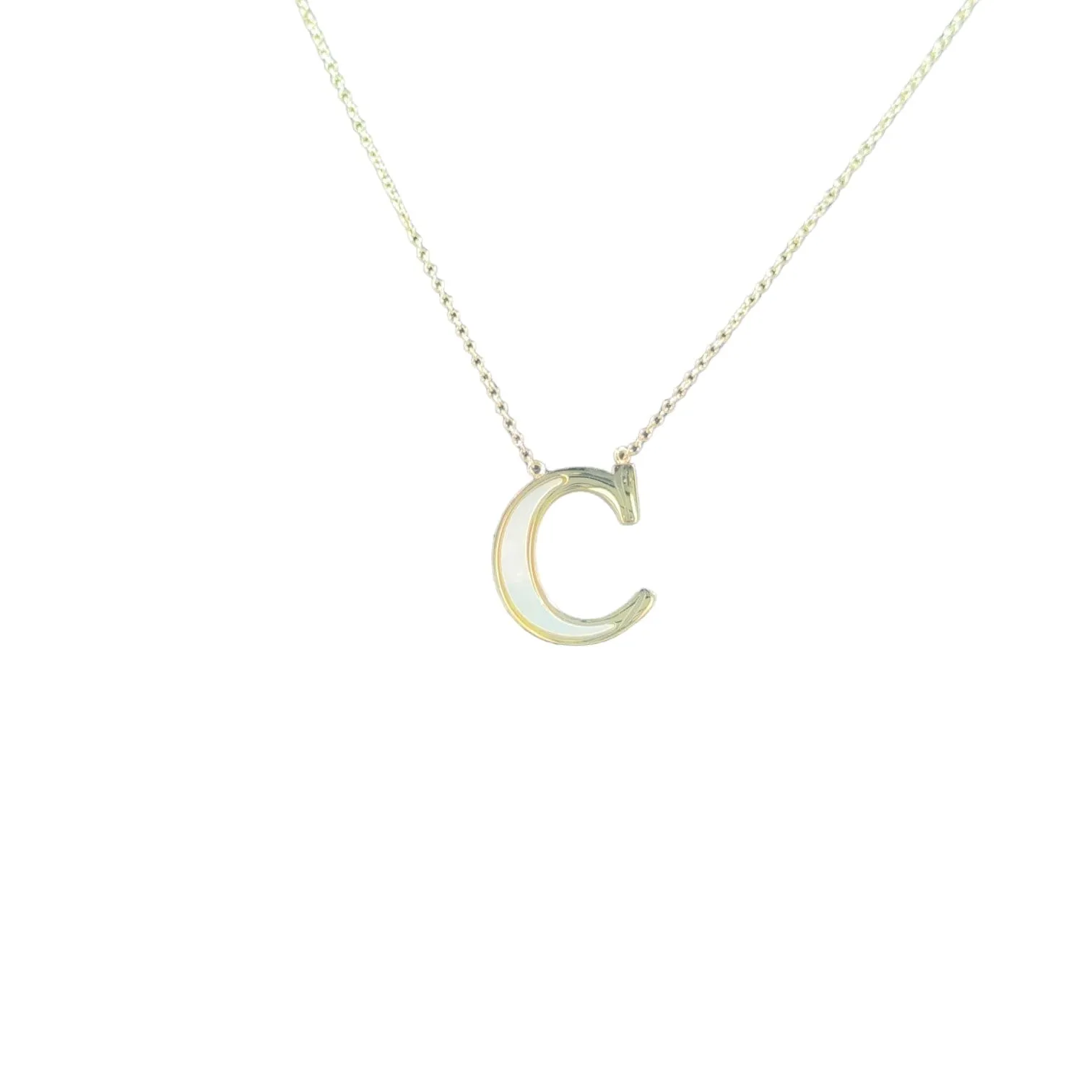 Mother of Pearl 18k Gold Initial Necklace