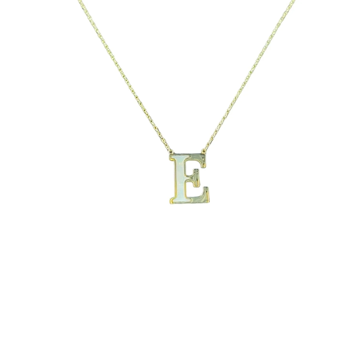 Mother of Pearl 18k Gold Initial Necklace