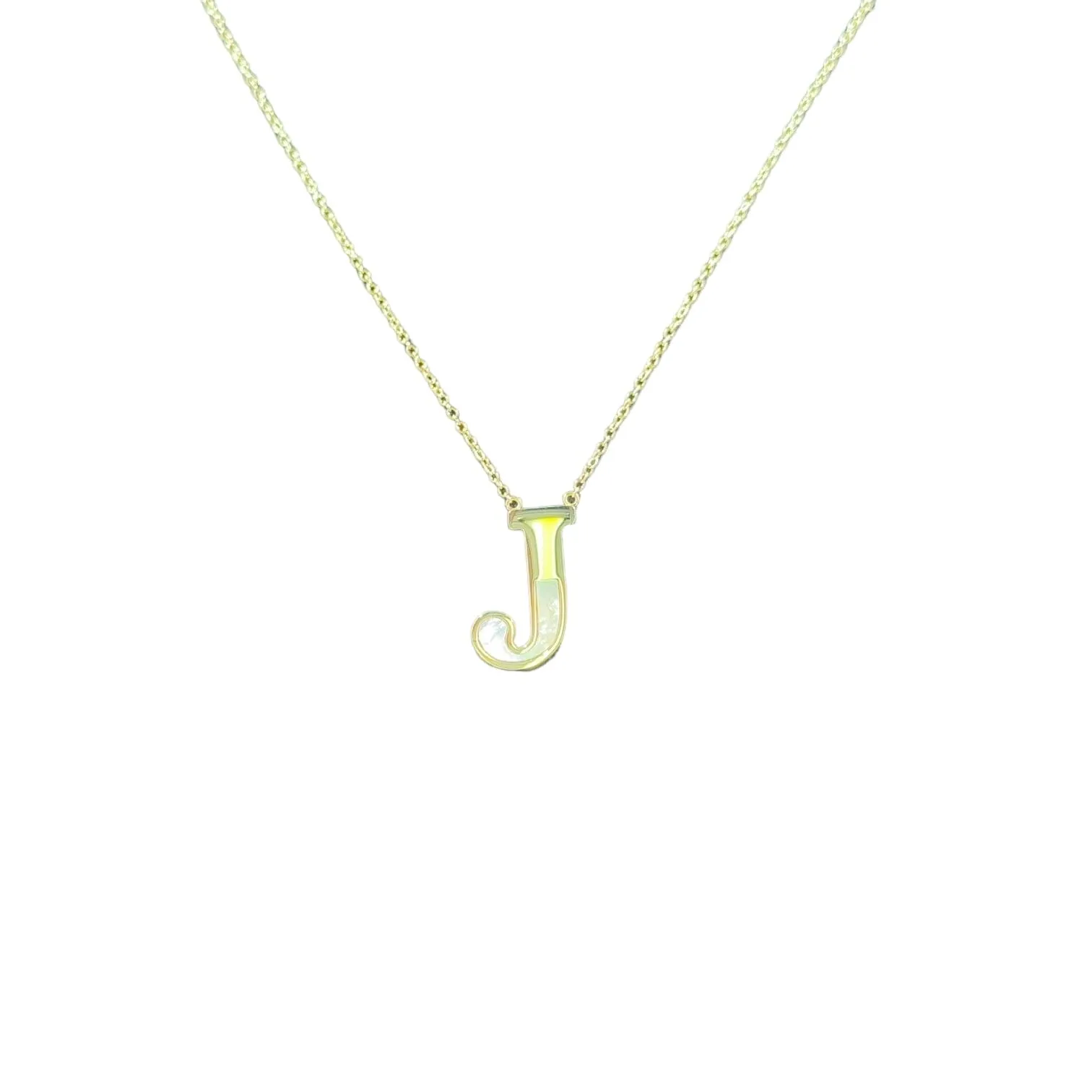 Mother of Pearl 18k Gold Initial Necklace