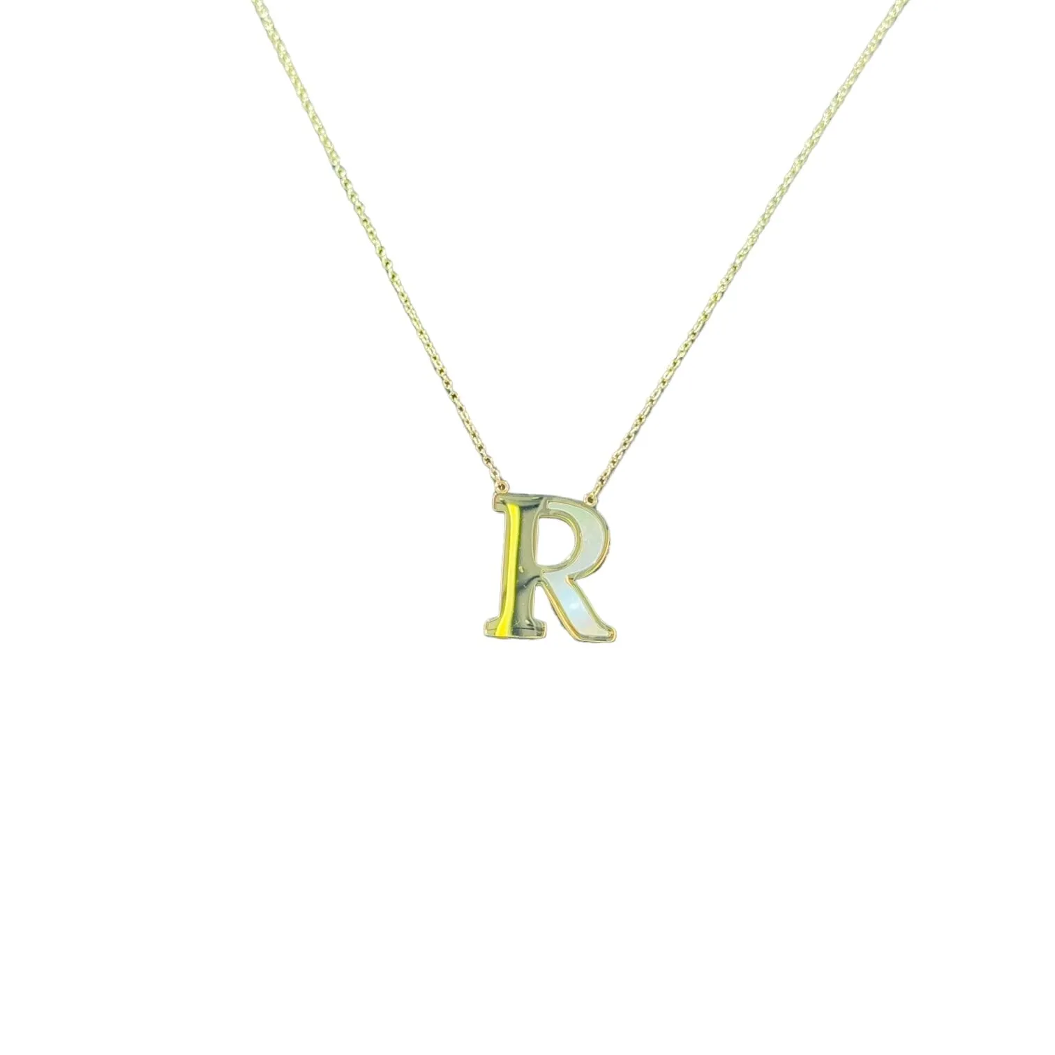 Mother of Pearl 18k Gold Initial Necklace