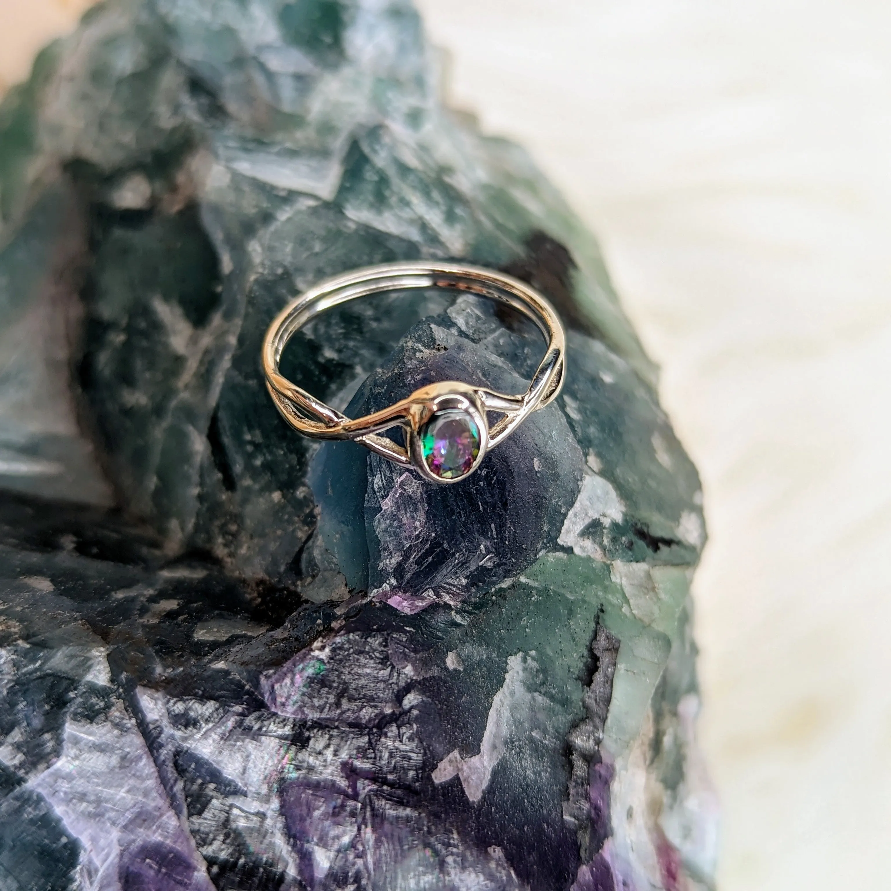 Mystic Topaz ~ Sterling Silver Twist Ring