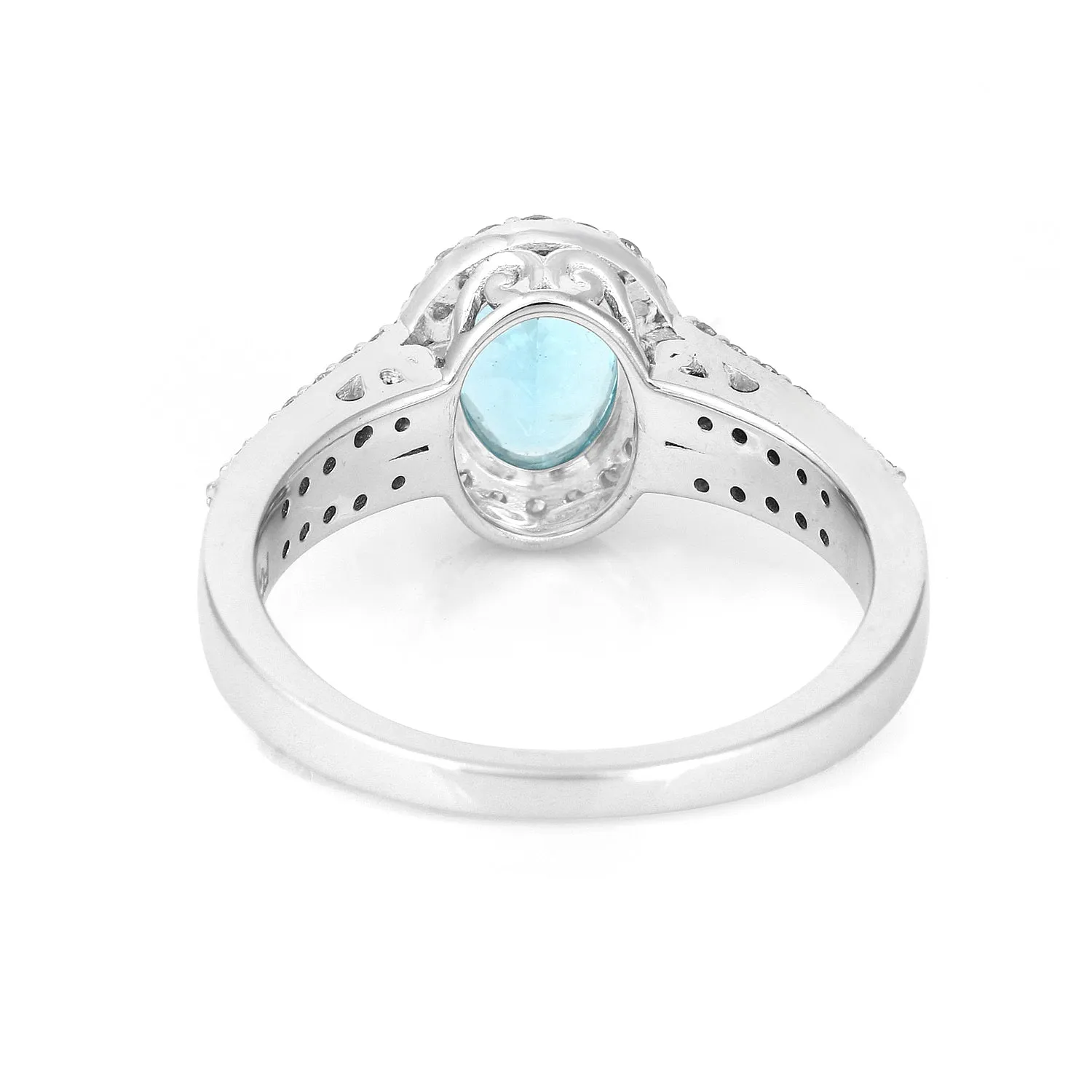 Natural Blue Paraiba Apatite Oval Halo Ring