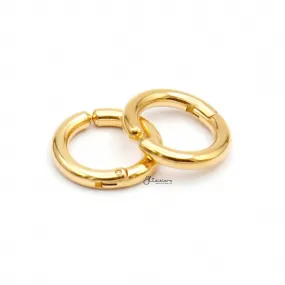 Non-Pierced Stainless Steel Clip On Round Hoop Earrings - Gold