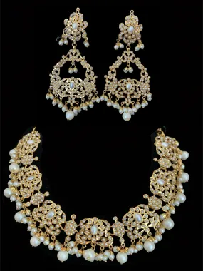 NS166 Niyati pearl jadau necklace with earrings ( READY TO SHIP )