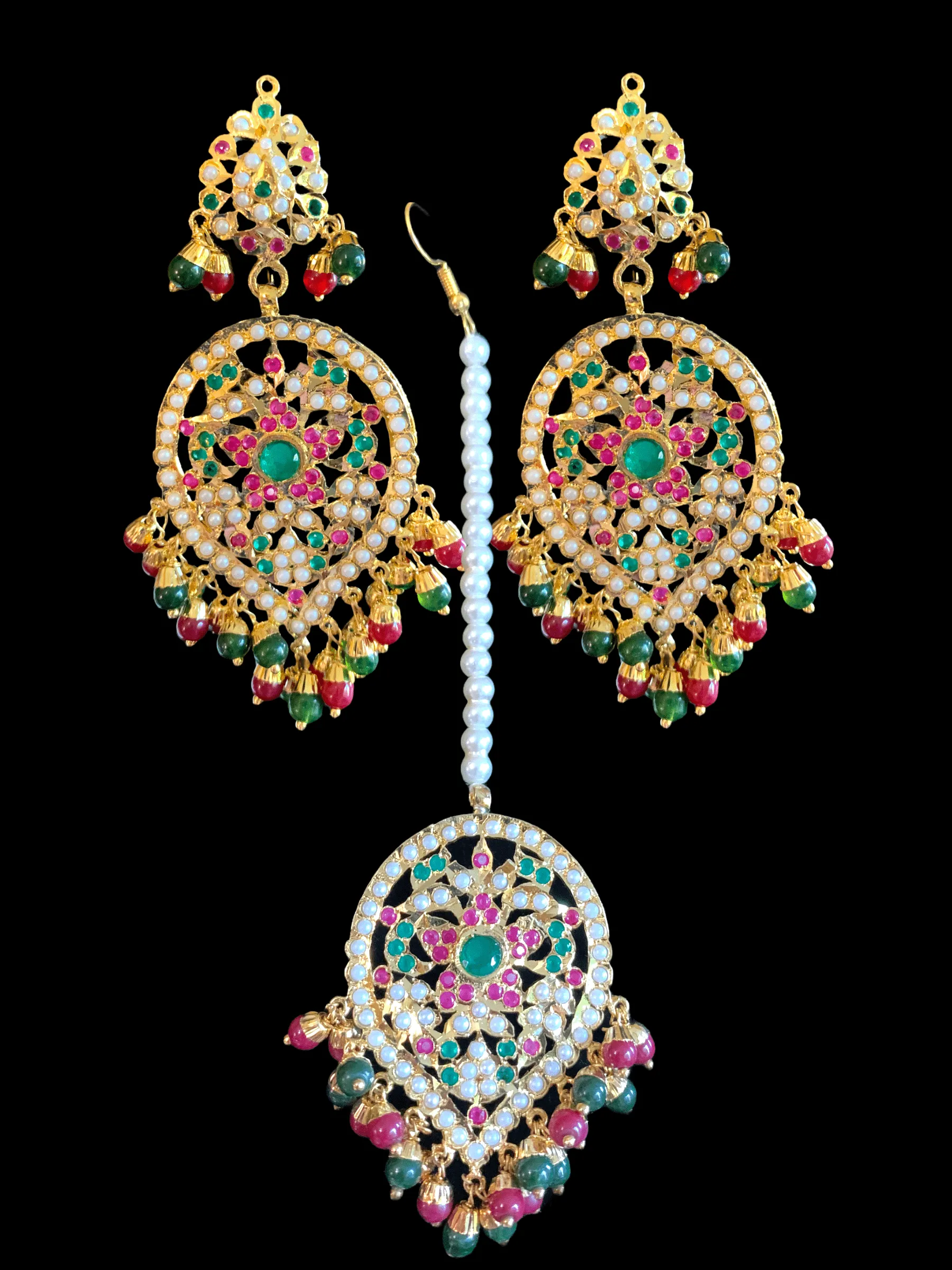 NS251   Chriselle necklace set in ruby emerald   ( READY TO SHIP)