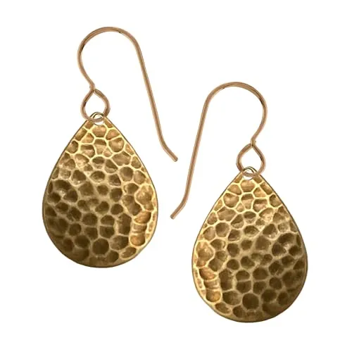 Oxidized Brass Hammered Dangle Earrings