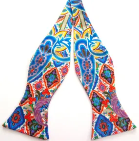 Pangborn Majestic Paisley Blue Silk Bow Tie