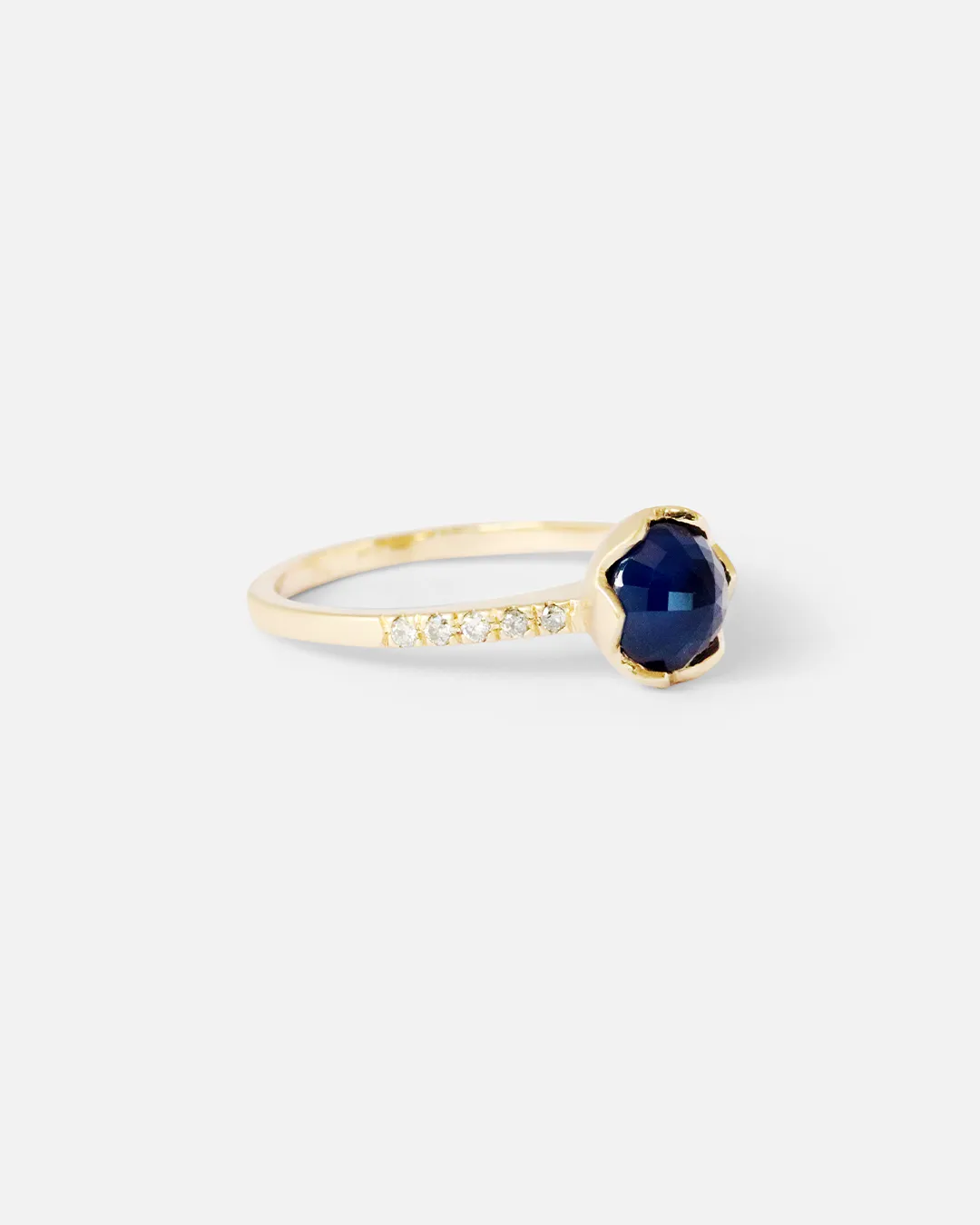 Pave / 6.5mm Blue Sapphire Ring