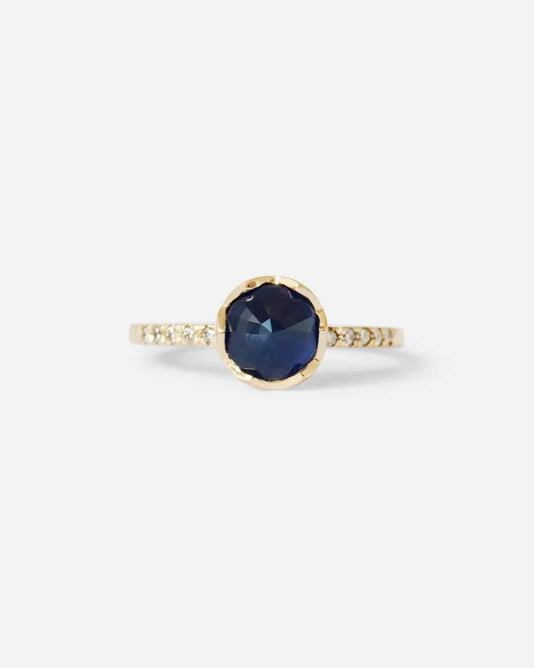 Pave / 6.5mm Blue Sapphire Ring