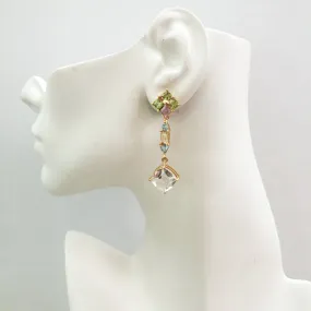 Peridot with Amethyst Stud with Blue Topaz, Citrine & Clear Quartz Twinset  Earrings