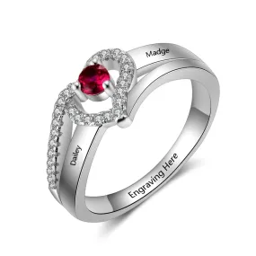 Personalized Gift Birthstone Engraved Names Adjustable Rings For Women Promise Love Anniversary Jewelry