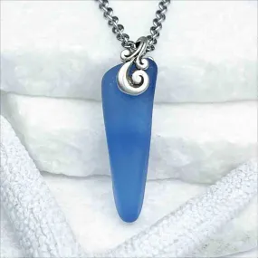 Pointed Cobalt Blue Sea Glass Pendant | #5196