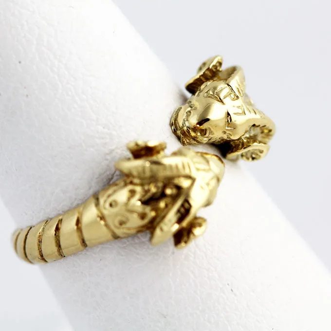 Gold Ring Featuring Aries Rams Motif