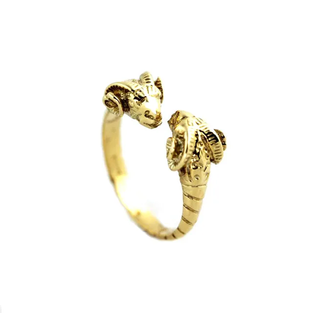 Gold Ring Featuring Aries Rams Motif