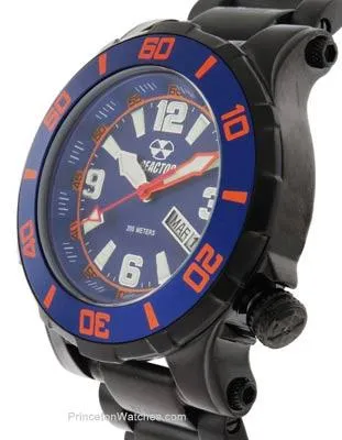 Reactor  Atlas Midsized Dive Watch - Blue and Orange Dial - Black Steel Bracelet