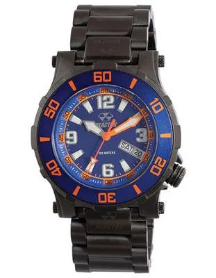 Reactor  Atlas Midsized Dive Watch - Blue and Orange Dial - Black Steel Bracelet