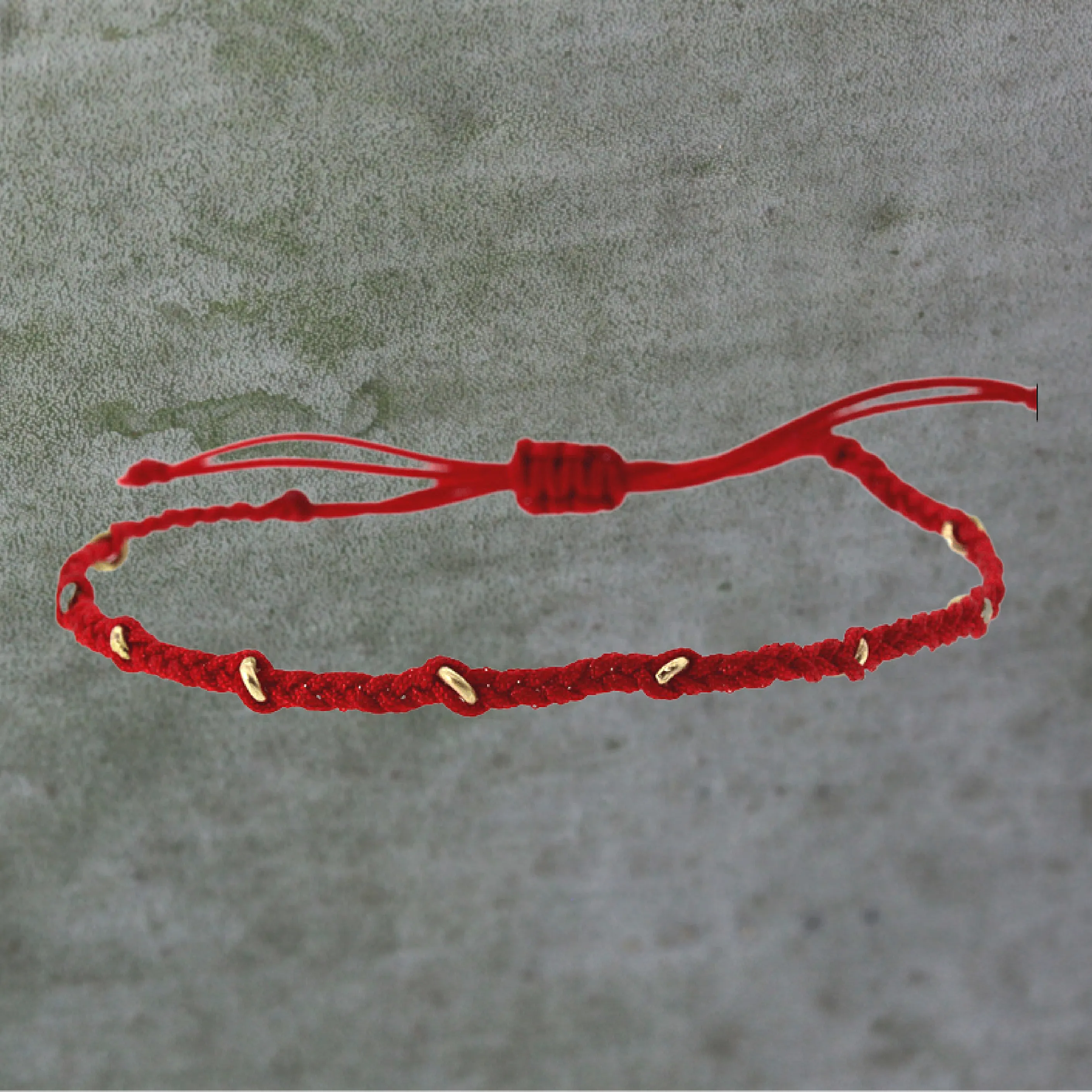 Red Gold Ring Macrame Bracelet