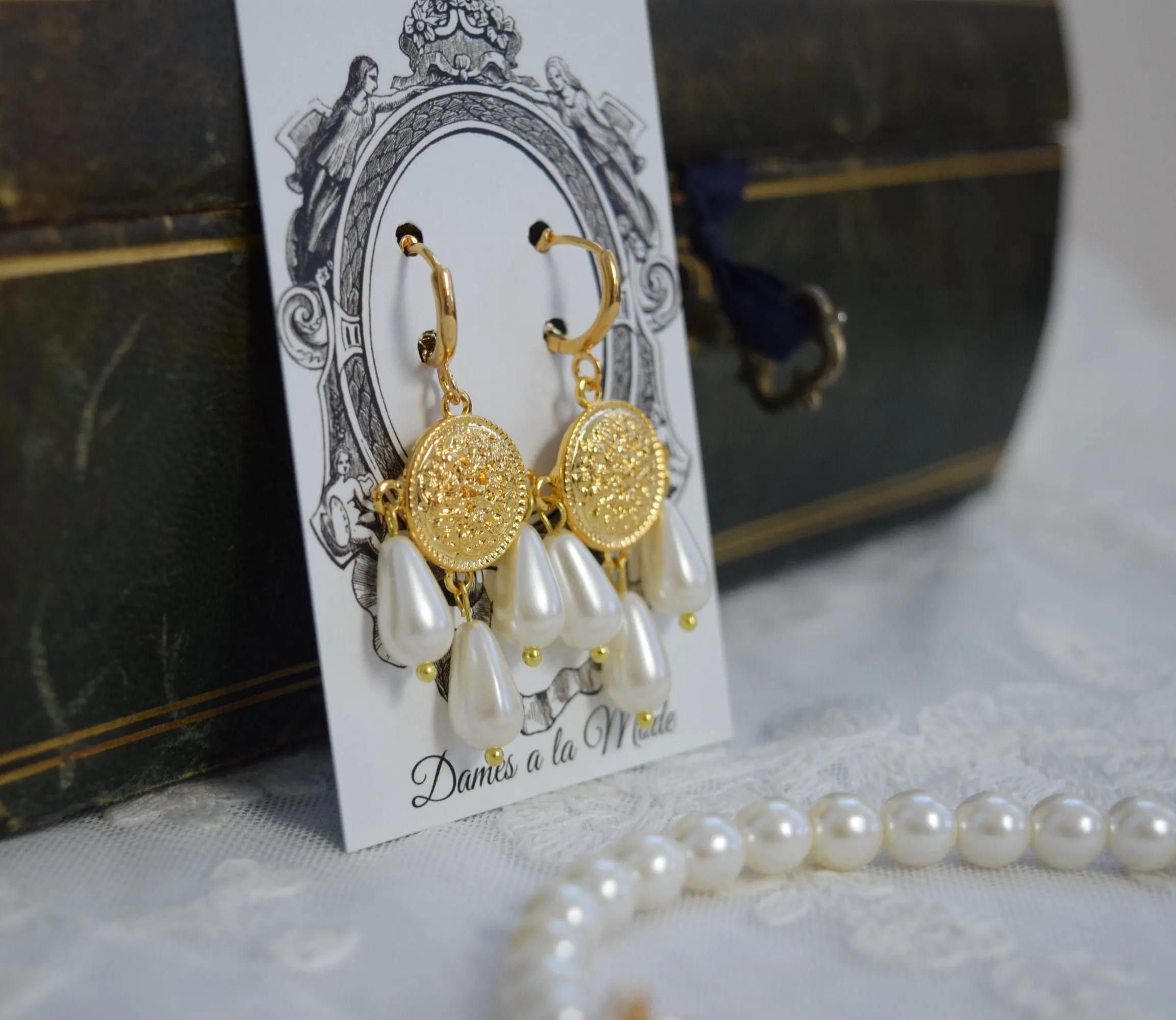 Renaissance Pearl and Coin Earrings