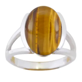 Riyo Exquisite Gem Tiger Eye 925 Sterling Silver Rings Minimalist