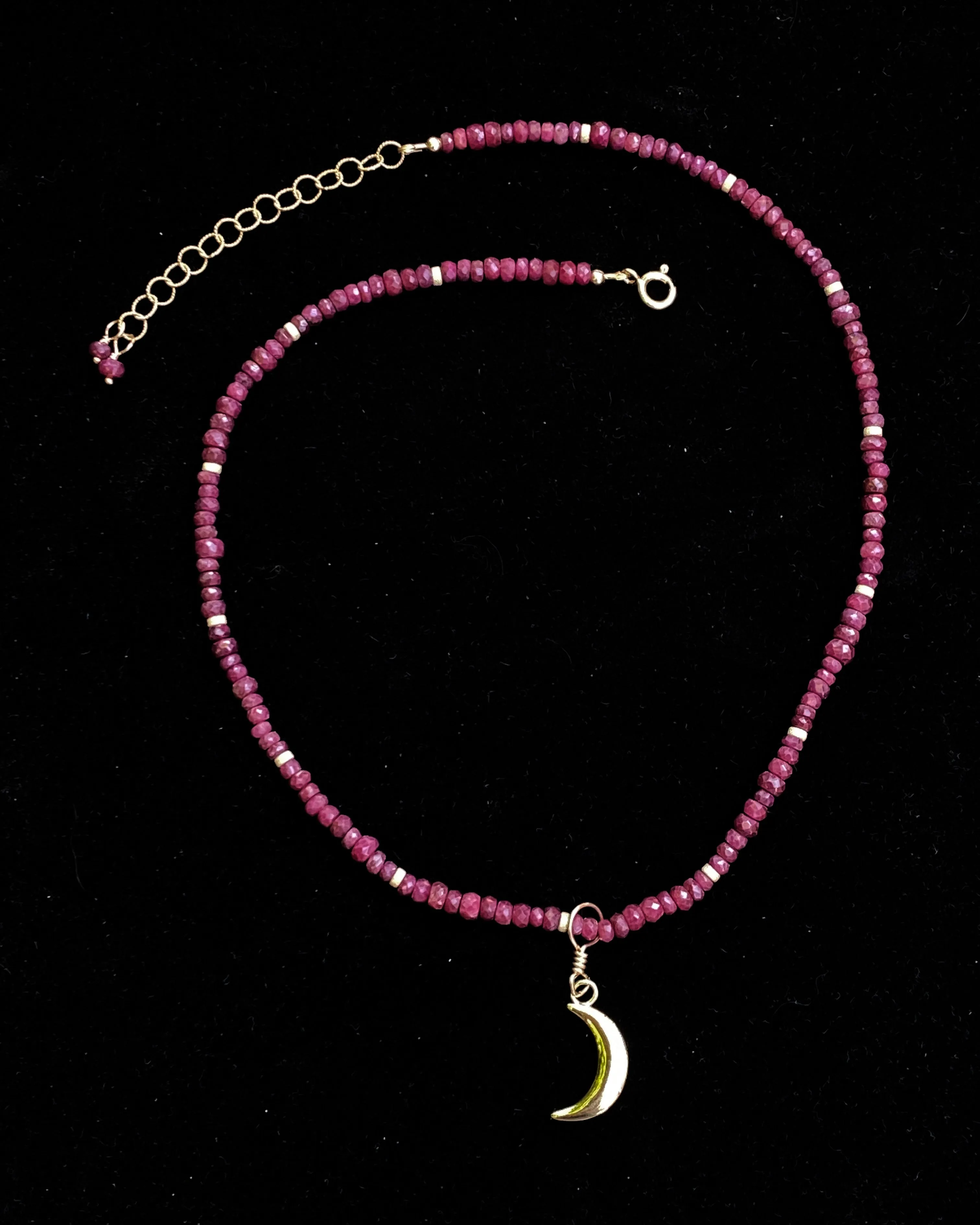 Ruby and Gold Moon choker Necklace