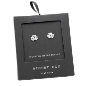 Secret Box Sterling Silver Crystal Peacock Stud Earrings