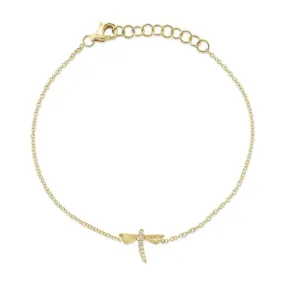 SHY CREATION 14K YELLOW GOLD DIAMOND DRAGONFLY BRACELET