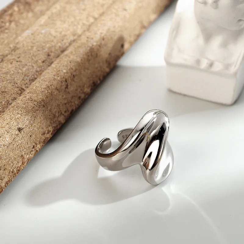 Simple Design 925 Sterling Silver Geometric Twist Band Ring