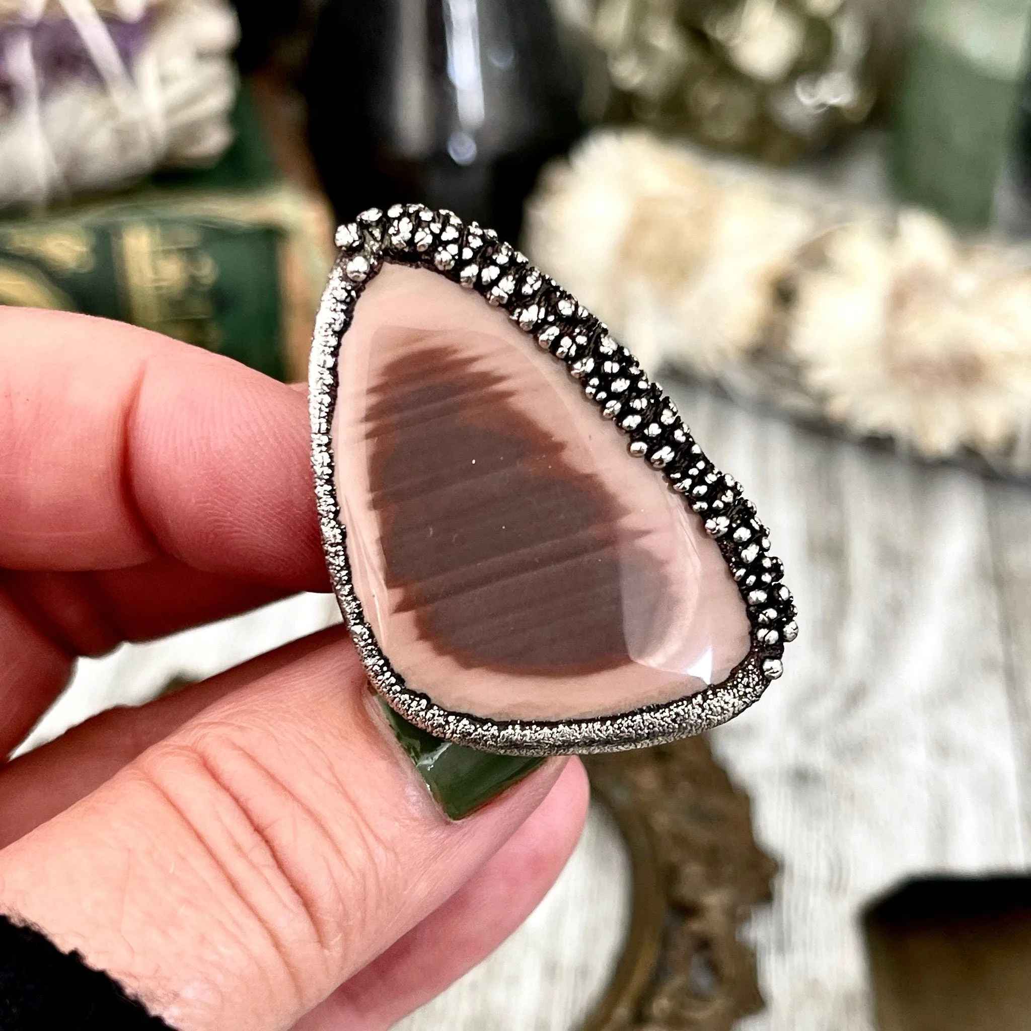 Size 8 Large Imperial Jasper Statement Ring in Fine Silver / Foxlark Collection - One of a Kind