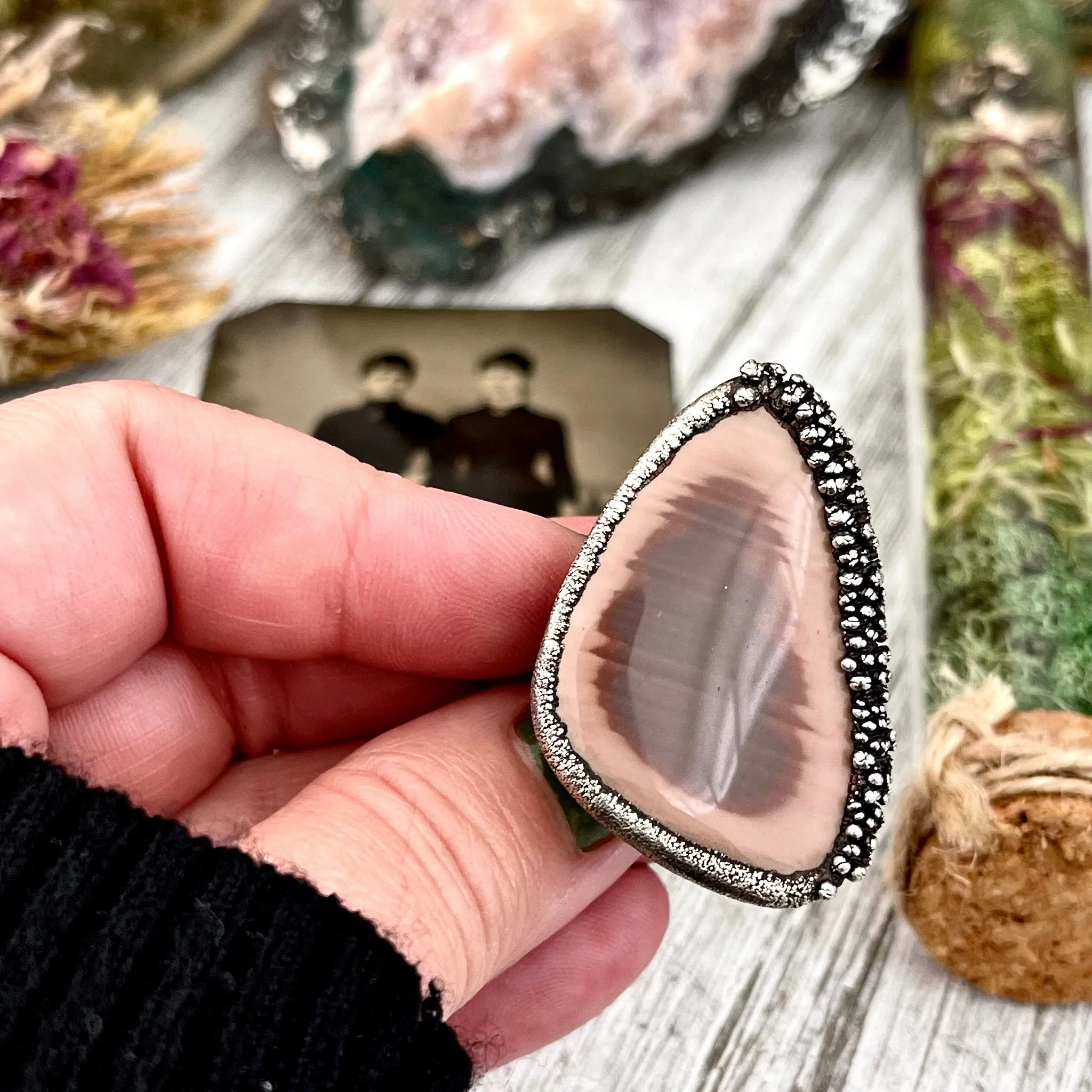 Size 8 Large Imperial Jasper Statement Ring in Fine Silver / Foxlark Collection - One of a Kind