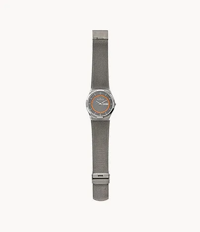 Skagen Melbye Titanium and Gray Steel-Mesh Day-Date Watch SKW6007