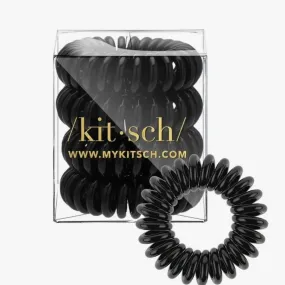 Spiral Hair Ties 4 Pack - Black