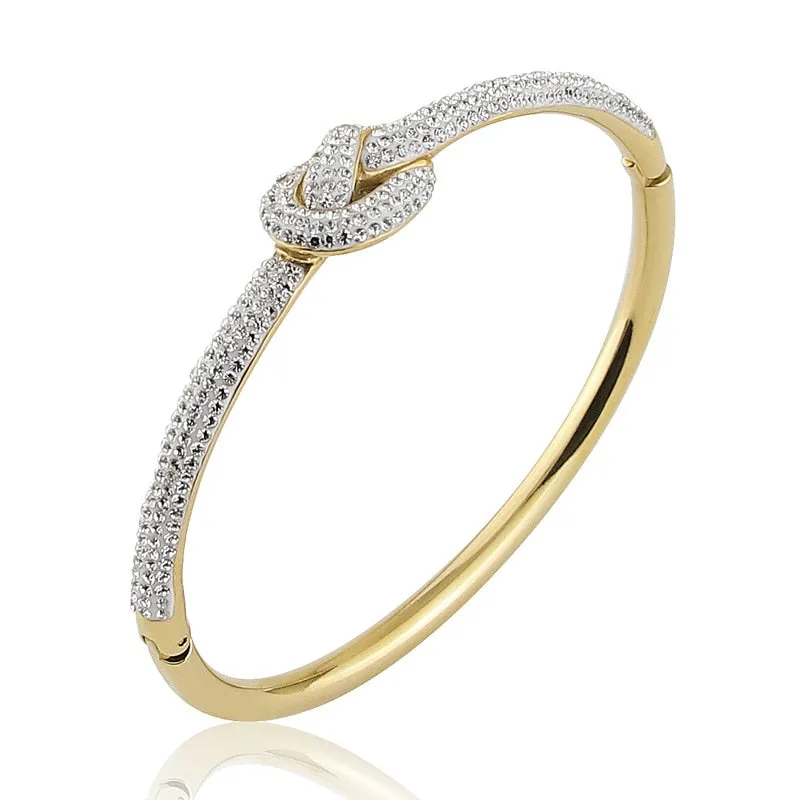 Stainless Steel Micro-Pave CZ Concentric Knot Bangle