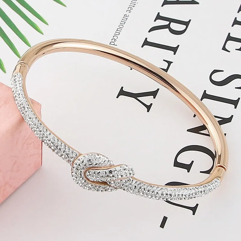 Stainless Steel Micro-Pave CZ Concentric Knot Bangle