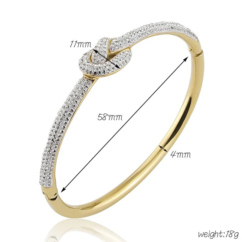 Stainless Steel Micro-Pave CZ Concentric Knot Bangle